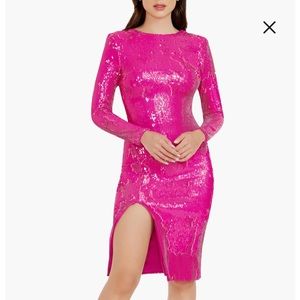 Pink sequin long sleeve dress.